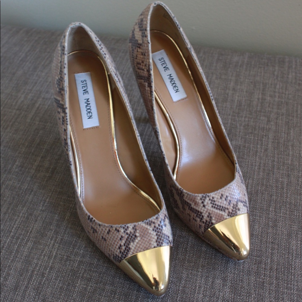 Steve Madden Snakeskin Toe-cap Stilettos